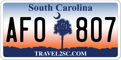 SC license plate AFO807