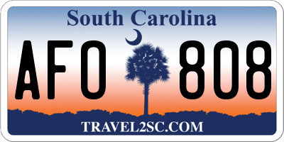 SC license plate AFO808