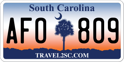 SC license plate AFO809