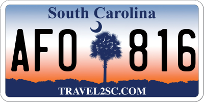 SC license plate AFO816