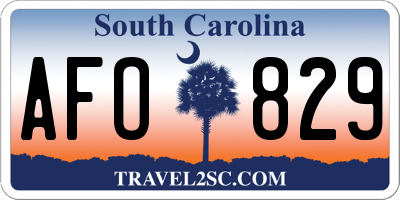 SC license plate AFO829