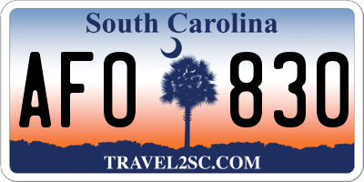 SC license plate AFO830
