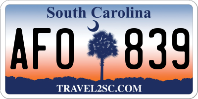 SC license plate AFO839