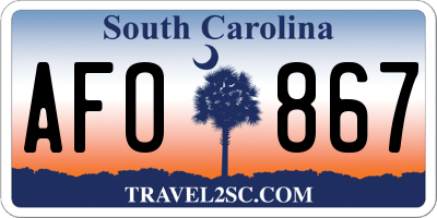 SC license plate AFO867
