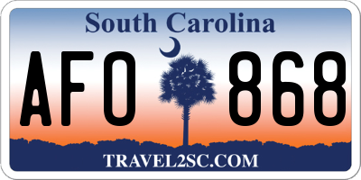 SC license plate AFO868