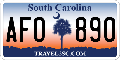SC license plate AFO890