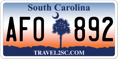 SC license plate AFO892