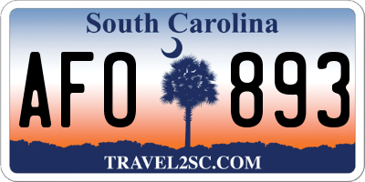 SC license plate AFO893