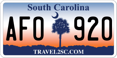 SC license plate AFO920