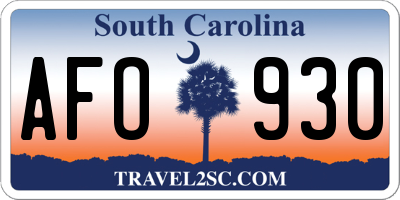 SC license plate AFO930