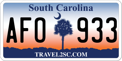 SC license plate AFO933
