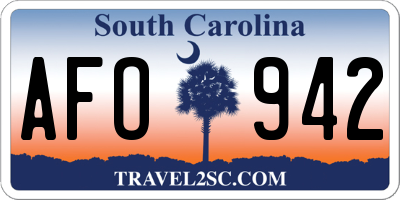 SC license plate AFO942