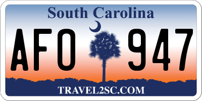 SC license plate AFO947