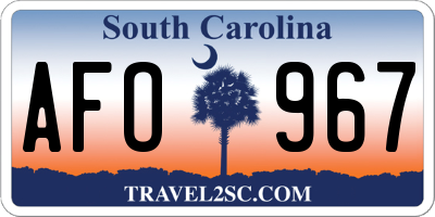 SC license plate AFO967