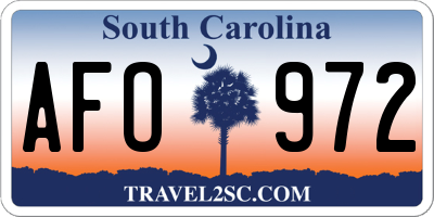 SC license plate AFO972