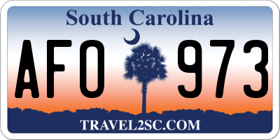 SC license plate AFO973
