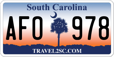 SC license plate AFO978