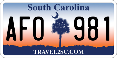 SC license plate AFO981