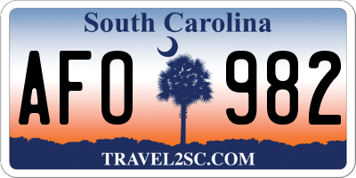 SC license plate AFO982