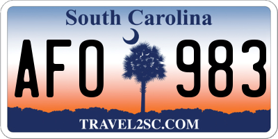 SC license plate AFO983