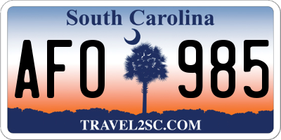 SC license plate AFO985