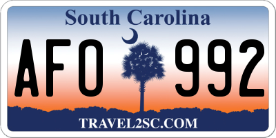 SC license plate AFO992