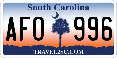 SC license plate AFO996