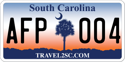 SC license plate AFP004