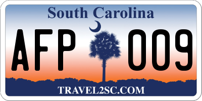 SC license plate AFP009
