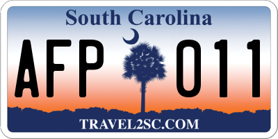 SC license plate AFP011