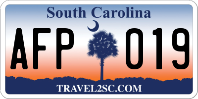 SC license plate AFP019