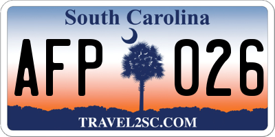 SC license plate AFP026