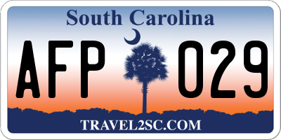 SC license plate AFP029