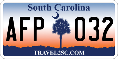 SC license plate AFP032