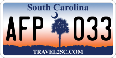 SC license plate AFP033