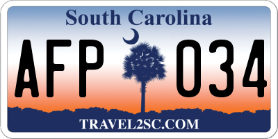 SC license plate AFP034