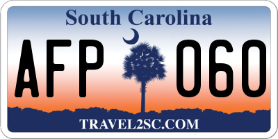SC license plate AFP060