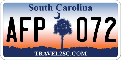 SC license plate AFP072