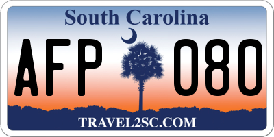 SC license plate AFP080