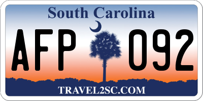 SC license plate AFP092