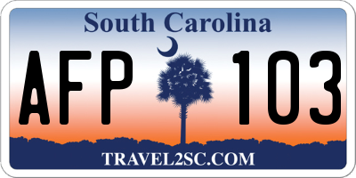 SC license plate AFP103