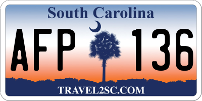 SC license plate AFP136
