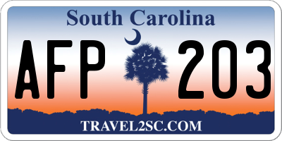 SC license plate AFP203