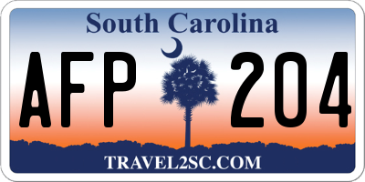 SC license plate AFP204