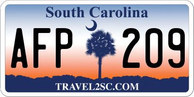 SC license plate AFP209