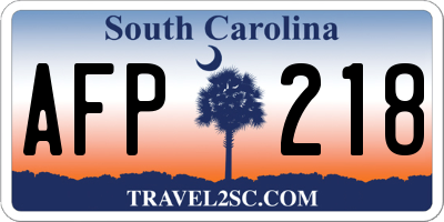SC license plate AFP218
