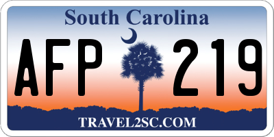 SC license plate AFP219