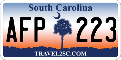 SC license plate AFP223