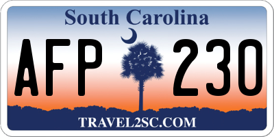 SC license plate AFP230