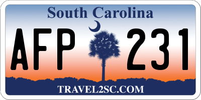 SC license plate AFP231